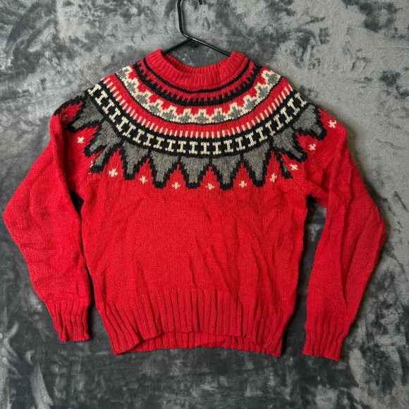 Woolrich Other - Vintage Woolrich Fair Isle Wool Mohair Nordic Motif Design Size Medium Red
